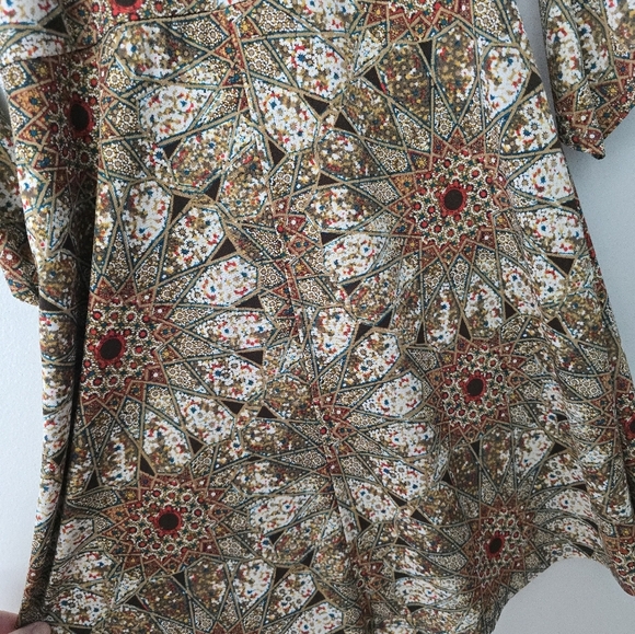 Womens Dress Large Fairy Floral Midi Boho Coquette Feminine Faux Wrap Dress Cato - Picture 7 of 11